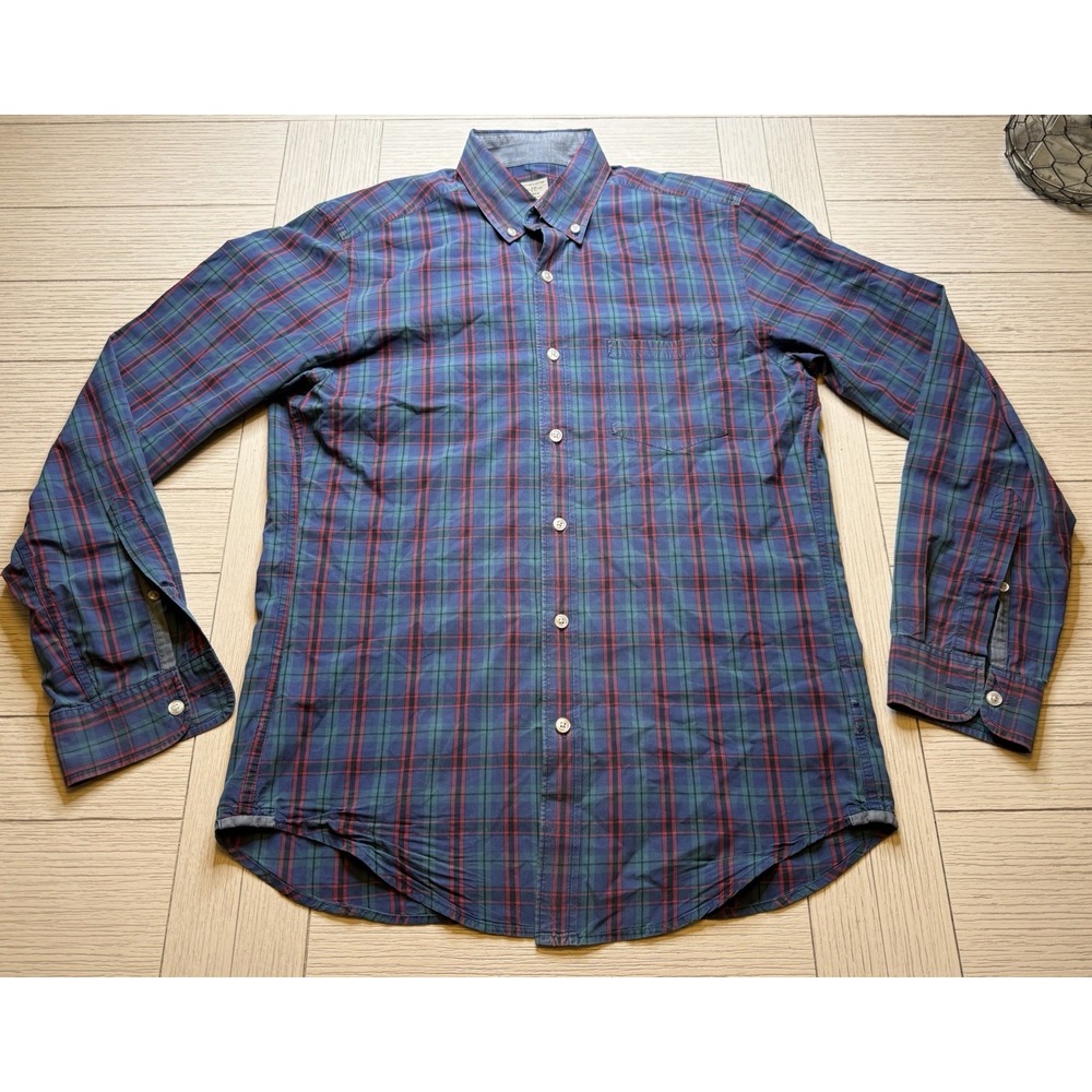 J. Crew Mens Plaid Button-Down Red Blue Green Long Sleeve Shirt Classic Preppy S